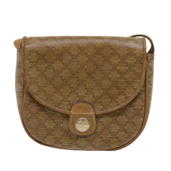 CELINE Macadam Canvas Shoulder Bag Beige  29662