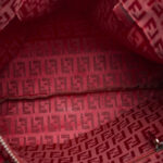 Fendi Zucchino Handbag Tote Bag 8BH022 Red Canvas Leather