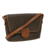 CELINE Macadam Canvas Shoulder Bag PVC Leather Brown  34058