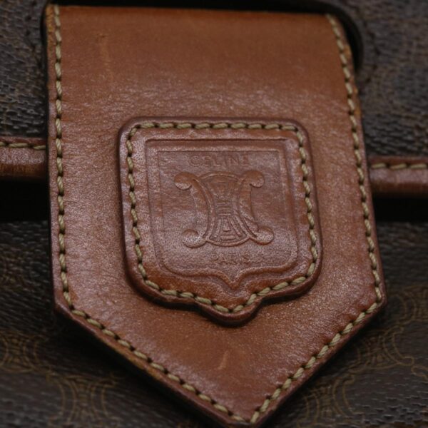CELINE Macadam Canvas Shoulder Bag PVC Leather Brown  34058