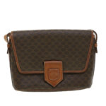 CELINE Macadam Canvas Shoulder Bag PVC Leather Brown  34058