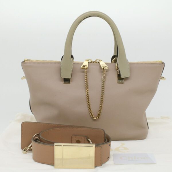 Chloe Bailey Hand Bag Leather 2way Beige Pink 35664