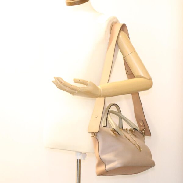 Chloe Bailey Hand Bag Leather 2way Beige Pink 35664