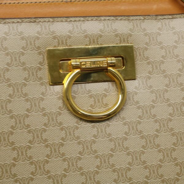 CELINE Macadam Canvas Hand Bag Beige  36663
