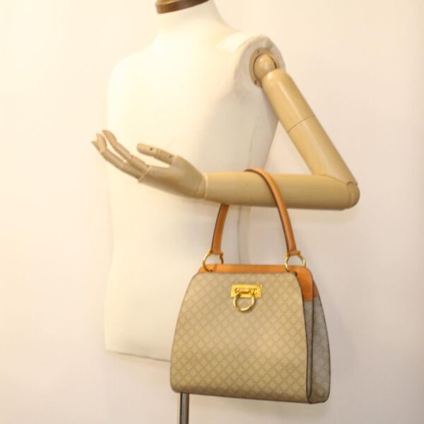 CELINE Macadam Canvas Hand Bag Beige  36663