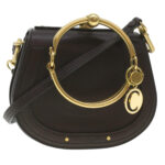 Chloe Small Rubberized Shoulder Bag Nile Leather 2way Brown 37268A