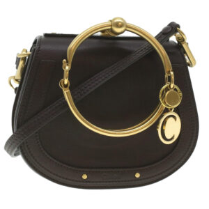 Chloe Small Rubberized Shoulder Bag Nile Leather 2way Brown 37268A