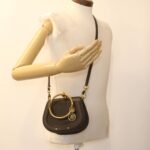 Chloe Small Rubberized Shoulder Bag Nile Leather 2way Brown 37268A