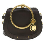 Chloe Small Rubberized Shoulder Bag Nile Leather 2way Brown 37268A