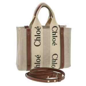 Chloe Woody Hand Bag Canvas 2way Gray Brown 37269A