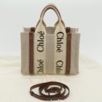 Chloe Woody Hand Bag Canvas 2way Gray Brown 37269A