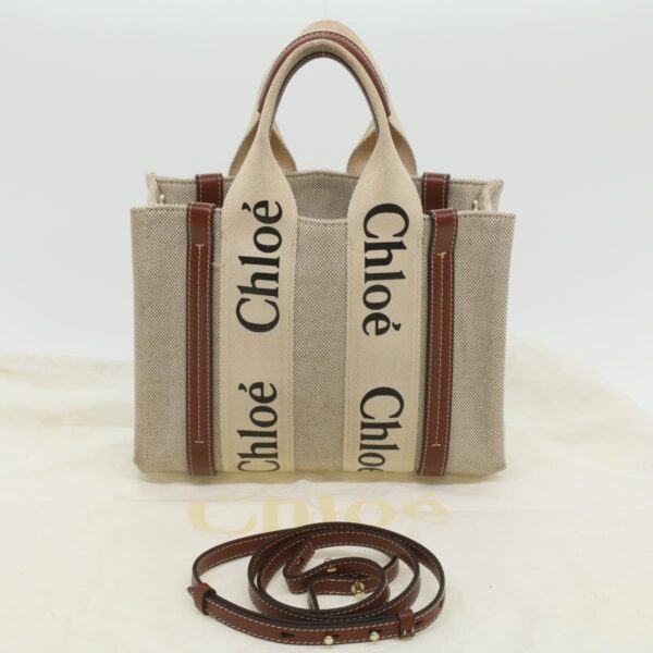 Chloe Woody Hand Bag Canvas 2way Gray Brown 37269A