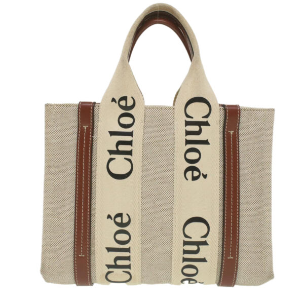 Chloe Woody Hand Bag Canvas 2way Gray Brown 37269A