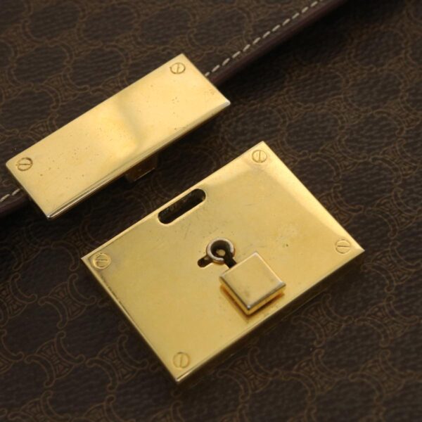 CELINE Macadam Canvas Hand Bag PVC Leather Brown  37308