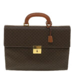 CELINE Macadam Canvas Hand Bag PVC Leather Brown  37308