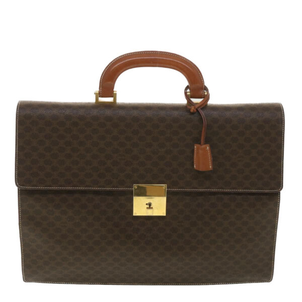 CELINE Macadam Canvas Hand Bag PVC Leather Brown  37308