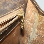CELINE Macadam Canvas Hand Bag PVC Leather Brown  37308