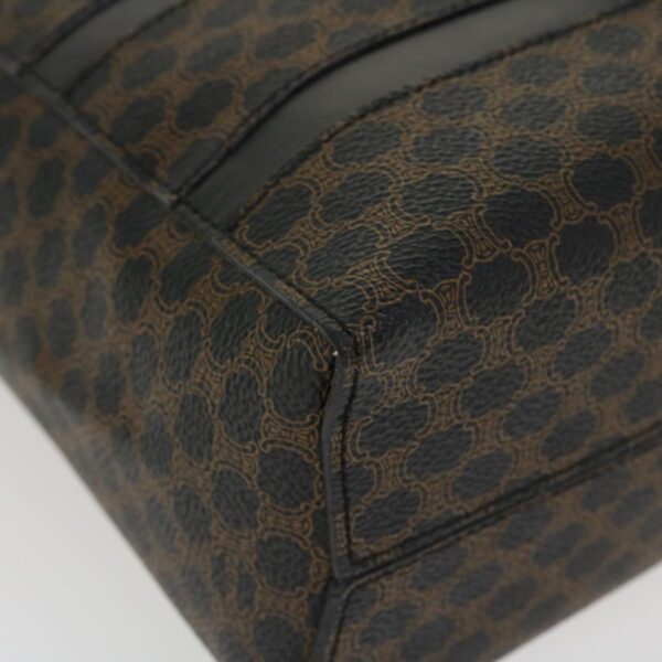 CELINE Macadam Canvas Hand Bag PVC Leather Black  37689