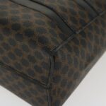 CELINE Macadam Canvas Hand Bag PVC Leather Black  37689