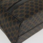 CELINE Macadam Canvas Hand Bag PVC Leather Black  37689