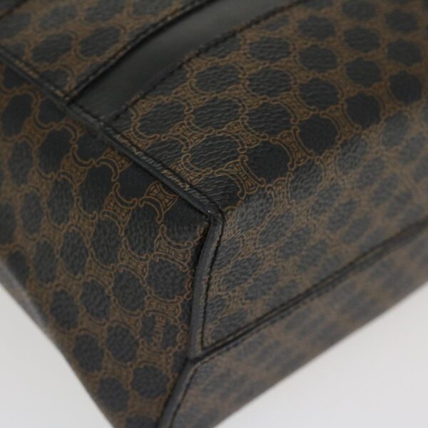 CELINE Macadam Canvas Hand Bag PVC Leather Black  37689