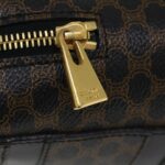 CELINE Macadam Canvas Hand Bag PVC Leather Black  37689