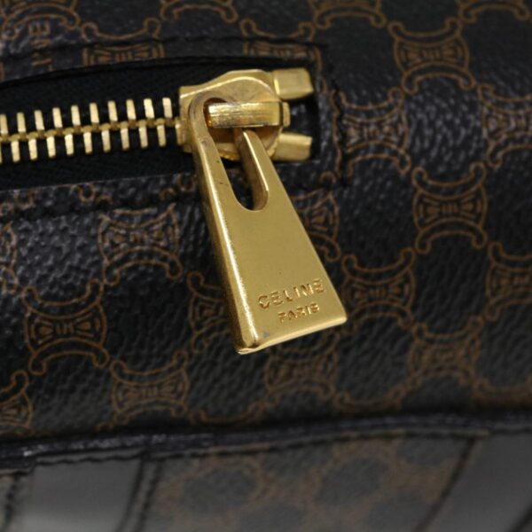 CELINE Macadam Canvas Hand Bag PVC Leather Black  37689