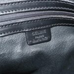 CELINE Macadam Canvas Hand Bag PVC Leather Black  37689