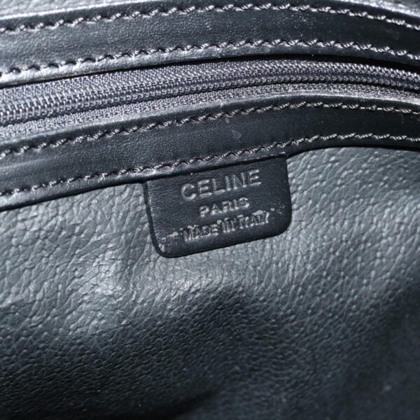 CELINE Macadam Canvas Hand Bag PVC Leather Black  37689
