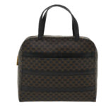 CELINE Macadam Canvas Hand Bag PVC Leather Black  37689