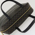 CELINE Macadam Canvas Hand Bag PVC Leather Black  37689