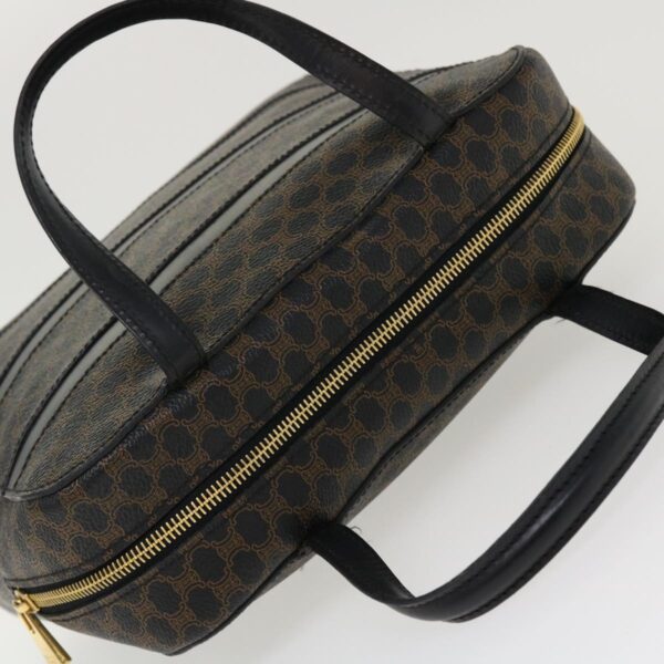 CELINE Macadam Canvas Hand Bag PVC Leather Black  37689