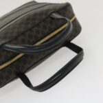 CELINE Macadam Canvas Hand Bag PVC Leather Black  37689