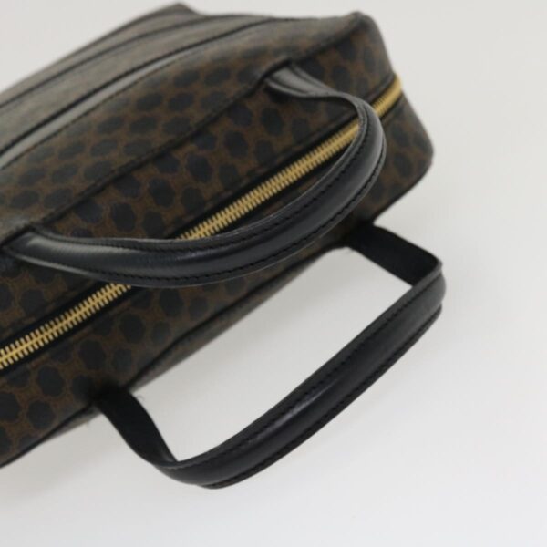 CELINE Macadam Canvas Hand Bag PVC Leather Black  37689