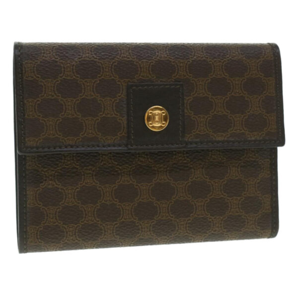CELINE Macadam Canvas Wallet PVC Leather Brown  37771