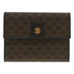 CELINE Macadam Canvas Wallet PVC Leather Brown  37771