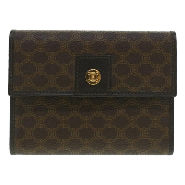 CELINE Macadam Canvas Wallet PVC Leather Brown  37771