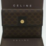 CELINE Macadam Canvas Wallet PVC Leather Brown  37771