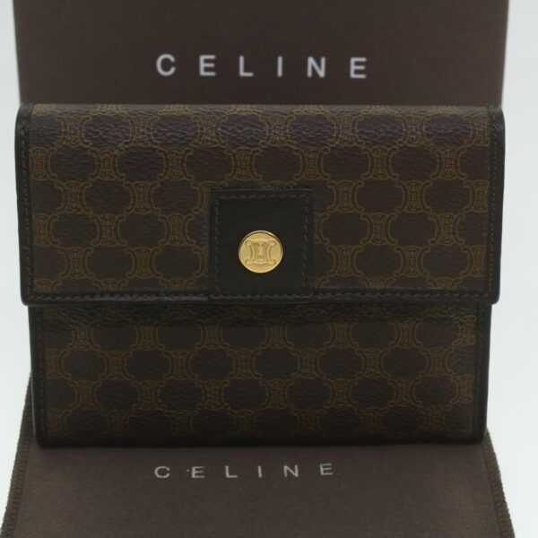 CELINE Macadam Canvas Wallet PVC Leather Brown  37771