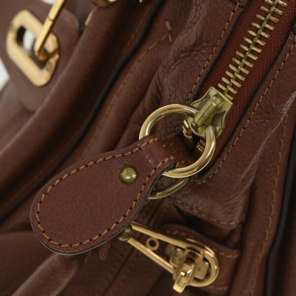 Chloe Paraty Hand Bag Leather 2way Brown 37965