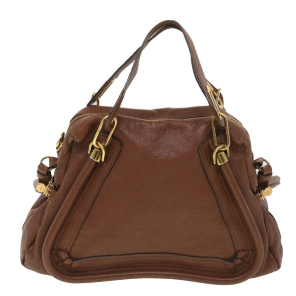 Chloe Paraty Hand Bag Leather 2way Brown 37965