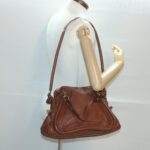 Chloe Paraty Hand Bag Leather 2way Brown 37965