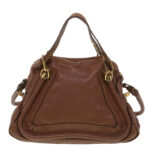 Chloe Paraty Hand Bag Leather 2way Brown 37965