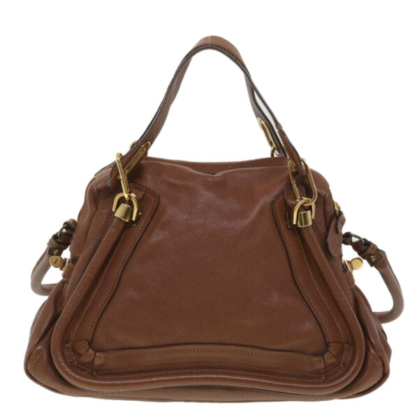 Chloe Paraty Hand Bag Leather 2way Brown 37965