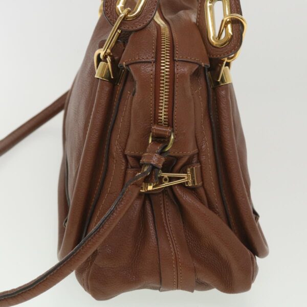 Chloe Paraty Hand Bag Leather 2way Brown 37965