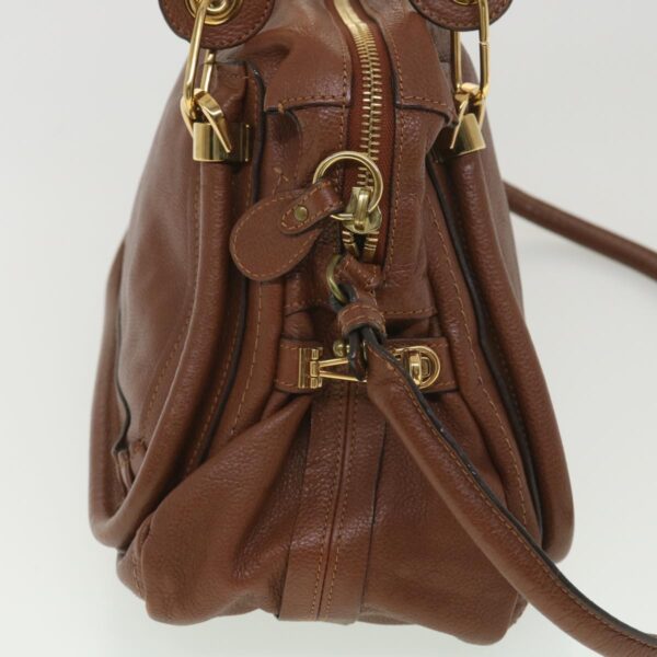 Chloe Paraty Hand Bag Leather 2way Brown 37965
