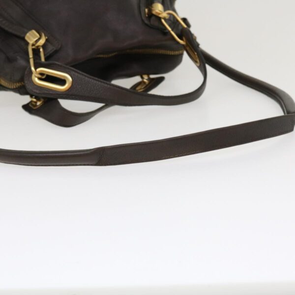 Chloe Paraty Hand Bag Leather 2way Gray 02-11-50 37966