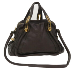 Chloe Paraty Hand Bag Leather 2way Gray 02-11-50 37966