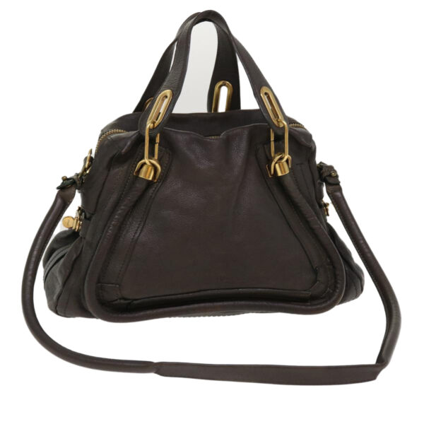 Chloe Paraty Hand Bag Leather 2way Gray 02-11-50 37966