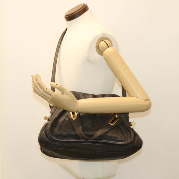 Chloe Paraty Hand Bag Leather 2way Gray 02-11-50 37966